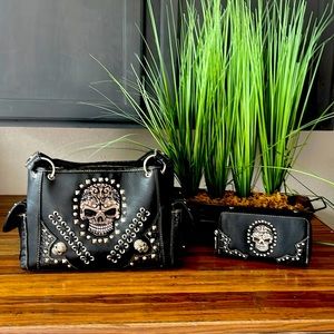 Custom handmade Harley Davidson style handbag and wallet. Bling bling!